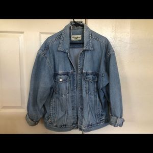 Eddie Bauer light wash distressed denim jacket